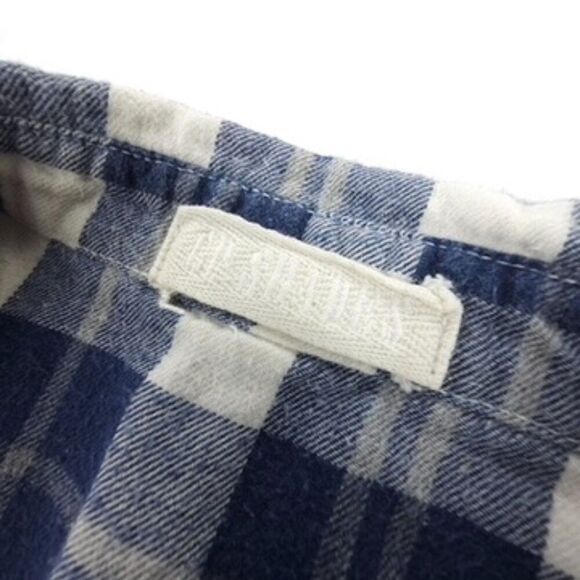 CP SHADES Cecilia Tunic Plaid Button Down Long Sleeve Shirt Navy Lagenlook Boho - Picture 2 of 8